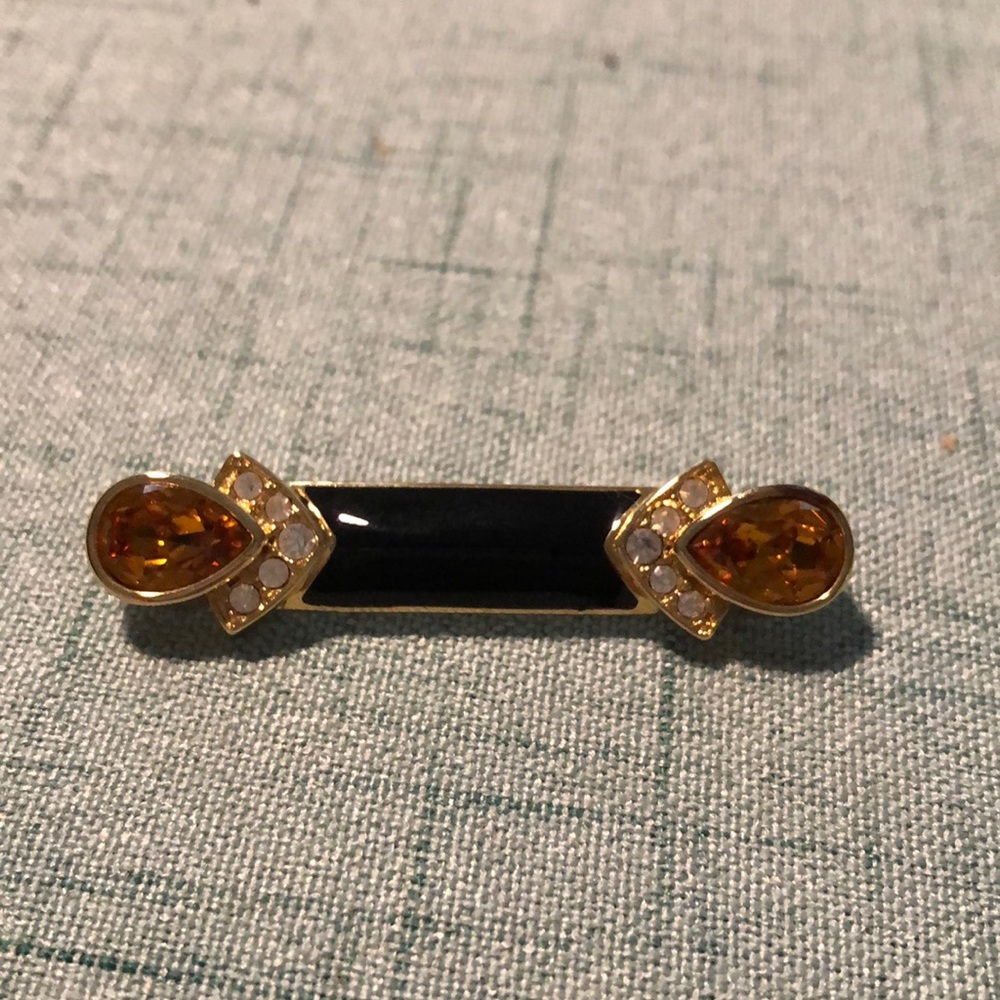 Vintage Monet Black Bar Brooch